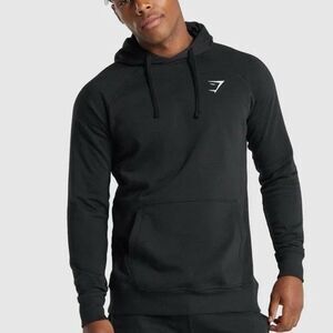 Gymshark Crest Hoodie size M Black Athletic Sweatshirt